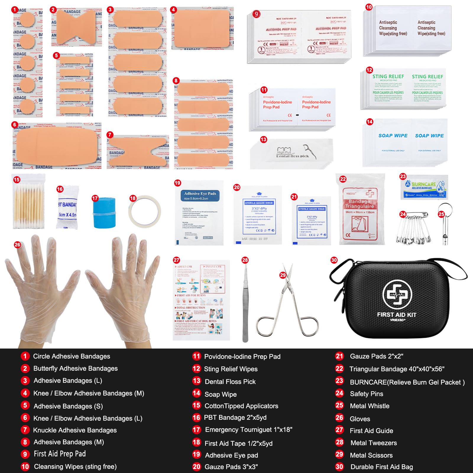Mini First Aid Kit - 150 Piece Small Waterproof EVA Hard Shell Case view 3