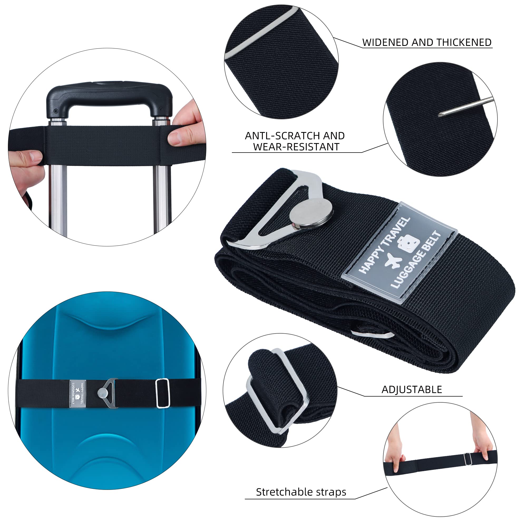 Bylion Ceinture De Voyage 2 En 1 Pour Bagages, Sangles De Bagage Pour Ajouter Un 1003930