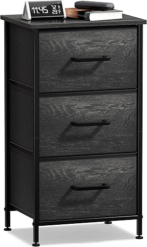 Miniatura 26 de Sorbus Cómoda de mesita de noche con 3 cajones de madera sintética, mesita de noche con almacenamiento, marco de acero, parte superior de madera,