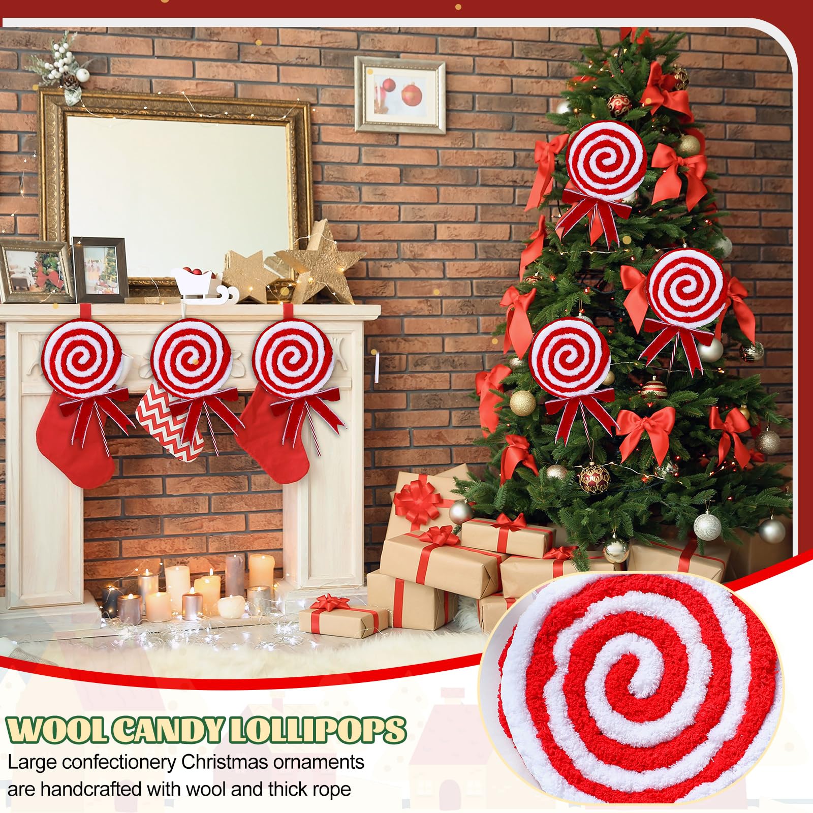 Adornos De Bastón De Caramelo Para Navidad - Pack De 6 Piezas Rojas Con Brillo, 14 Cm, Decoración Para árbol Y Regalos