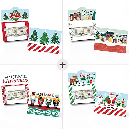 Miniatura 4 de Big Dot of Happiness Tarjetas navideñas surtidas, dinero de Navidad y tarjeteros de regalo, juego de 8