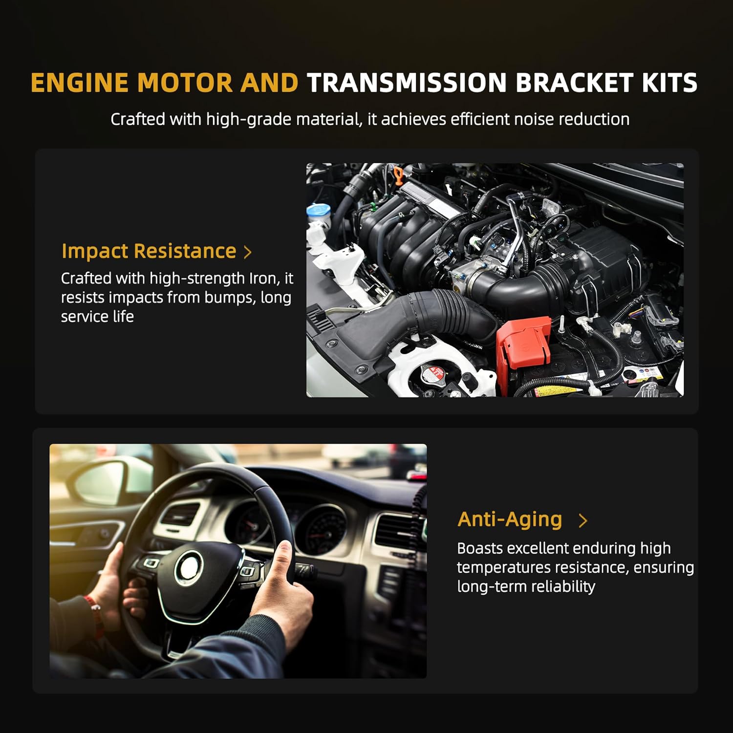 Engine Motor Mount Transmission Bracket Kits, for Ram Promaster 3.6L 1500, 2500, 3500 2014-2021, #OE 68264483AA 68157408AB A5879 A5938