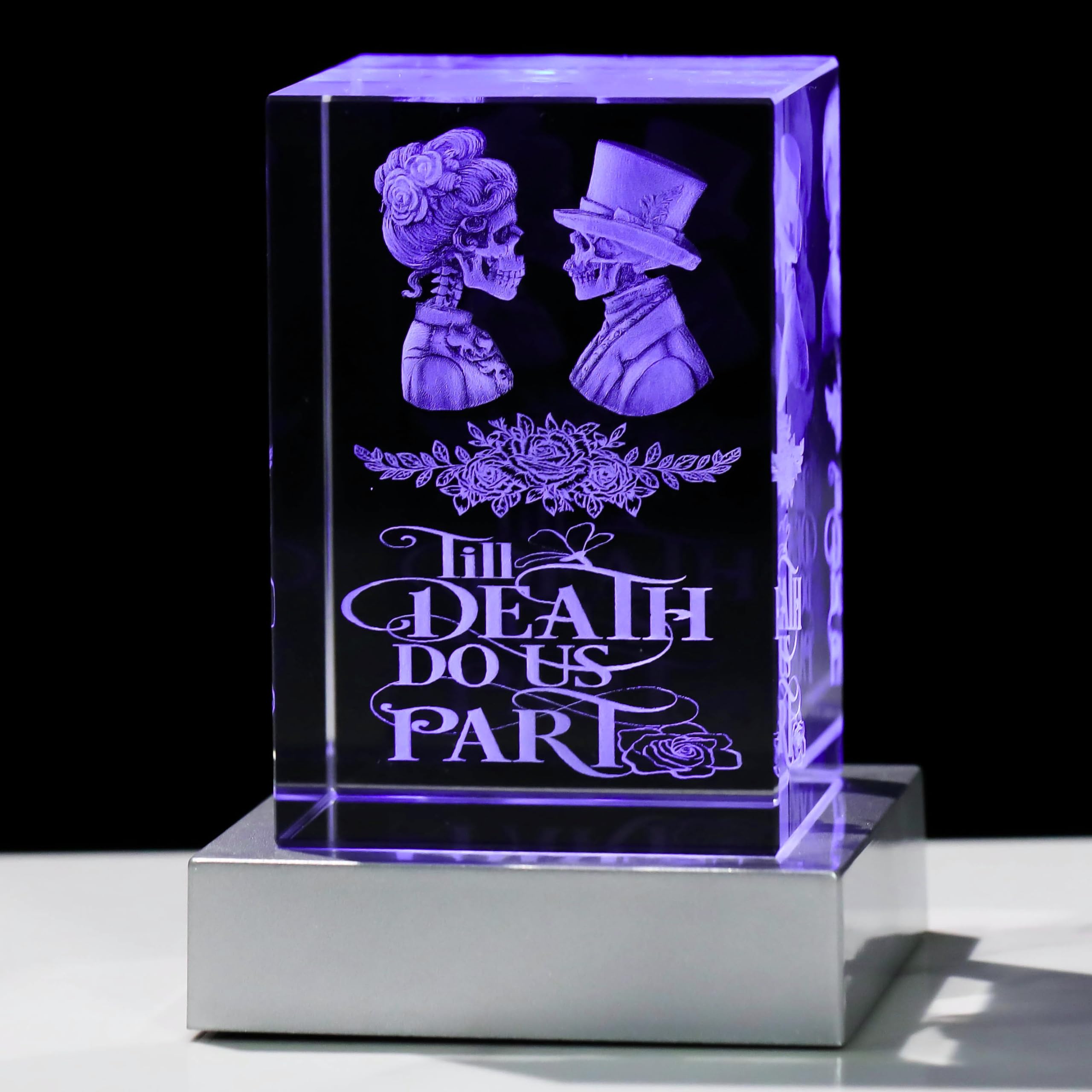 QIANWEIWedding Gifts for Couples Unique 2024-3D Crystal Skull Till Death Do Us Part Happy Anniversary Marriage Gift - Engagement Bridal Shower Gift for Bride Groom Engagement Newlywed