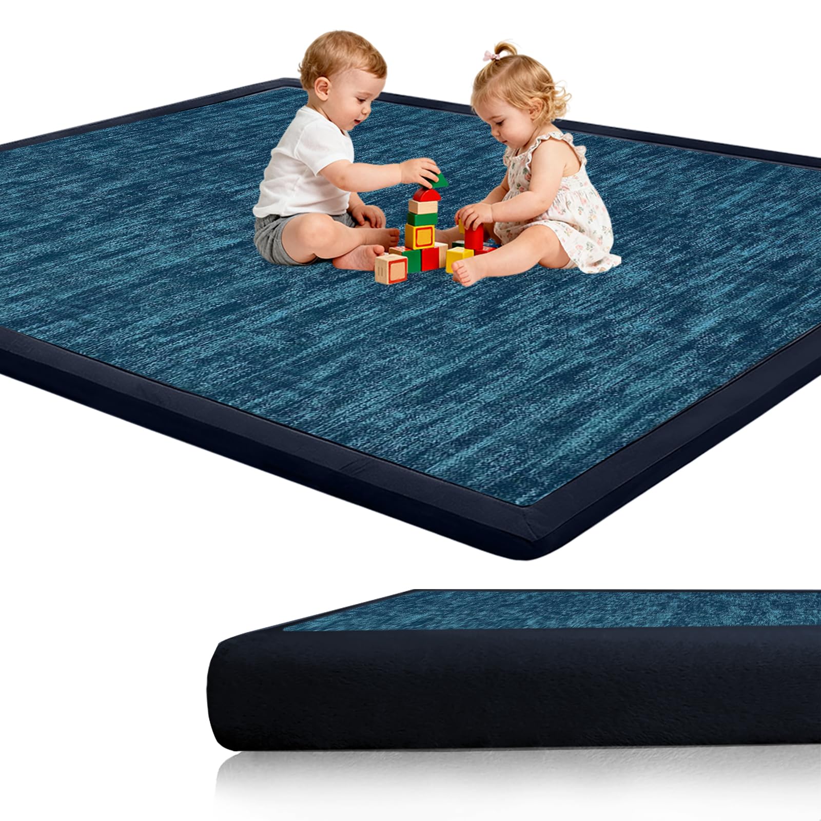 Tappeto Gioco Bambini Acolchado 2 cm Extra Spesso, Antiscivolo, Ideale per Pavimenti e Box Neonato, Palestra Neonati, Tappeto Tummy Time Neonati Blu 140 x 220cm