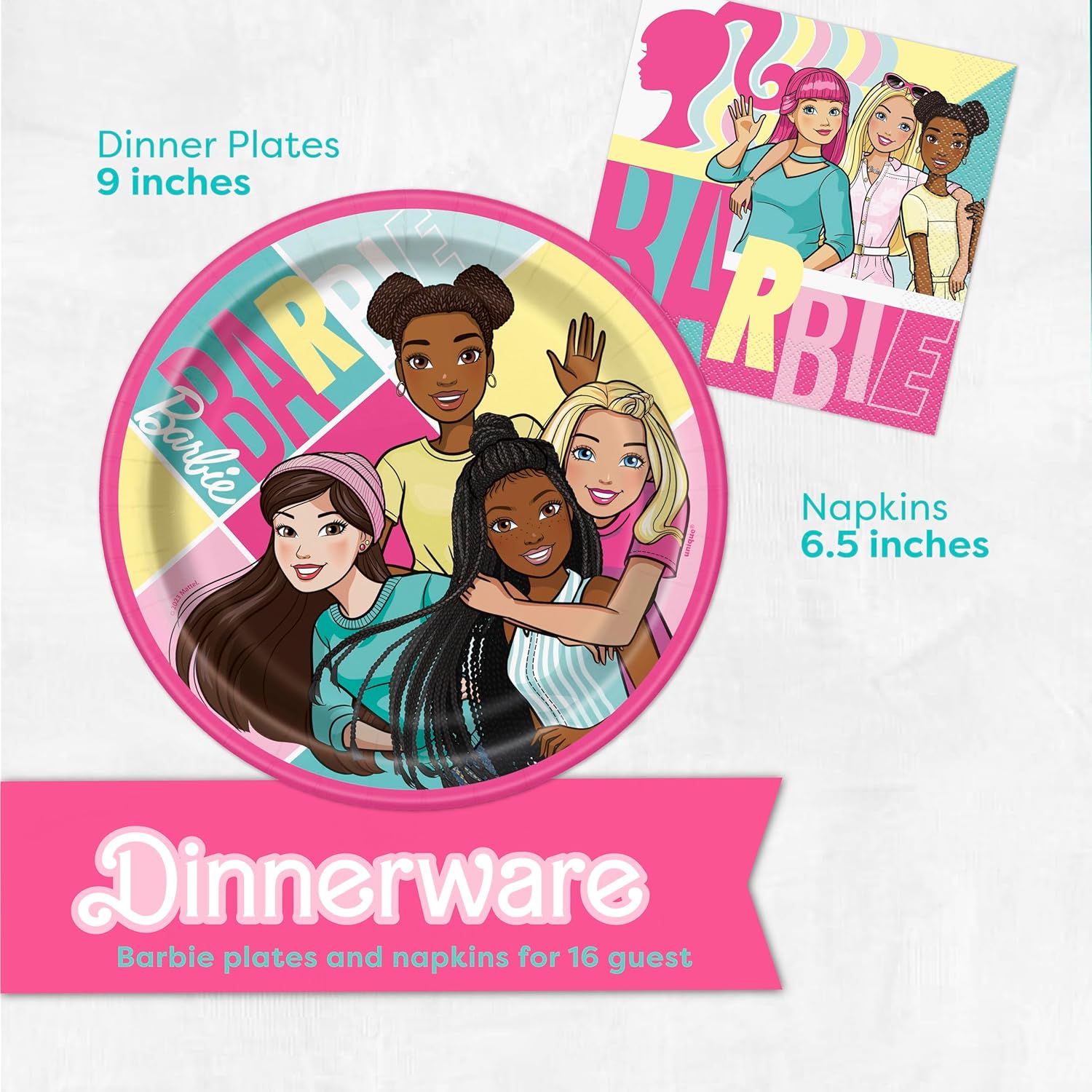 Barbie Birthday Party Decorations for Party | Serves 16 Guests | Balloons, Banner, Tablecloth, Plates, Napkins, Sticker | Officially Licensed