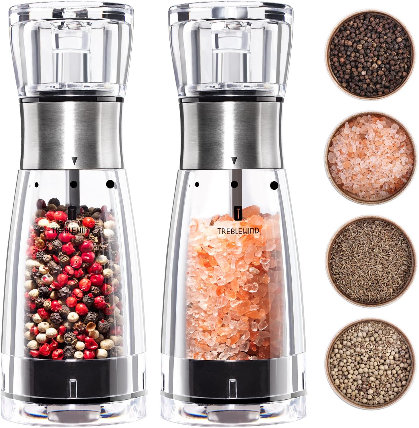 Home Kitchen Great Grip Pepper and Salt Grinder Set Refillable Pepper