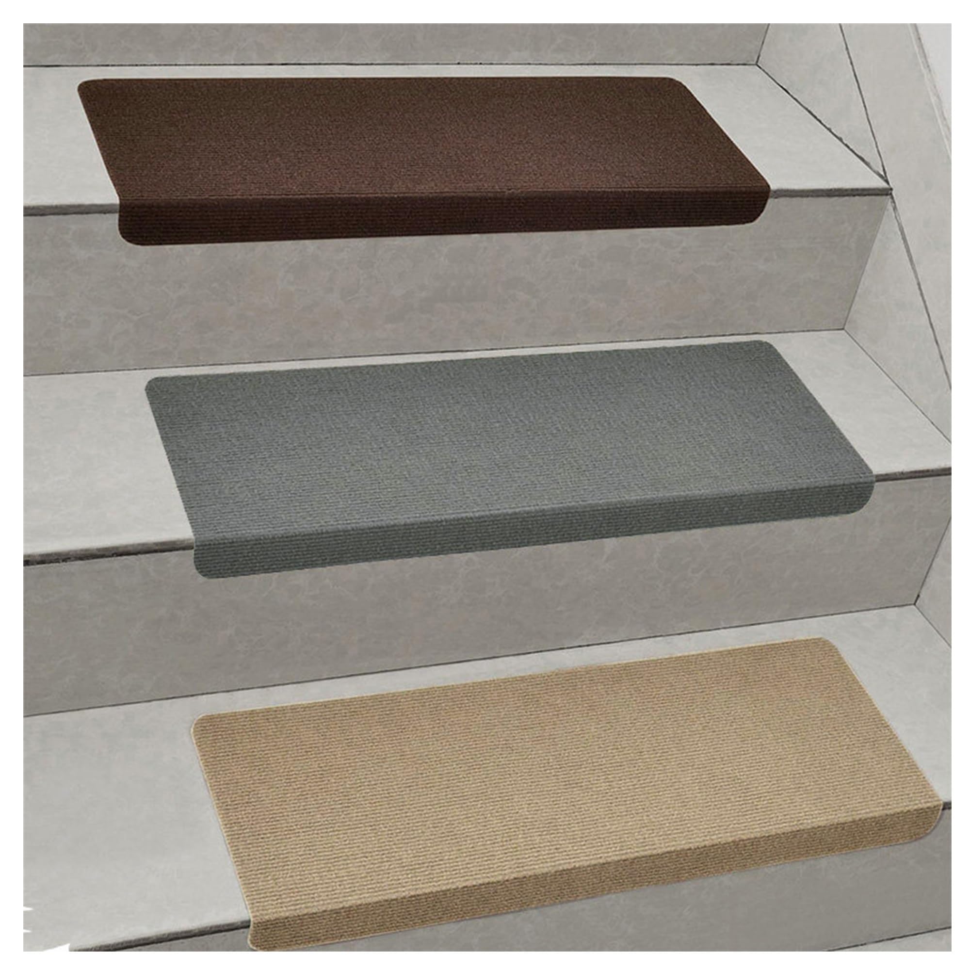 YDHSIKK Carpet Stair Treads, 1pc Multicolor Multiple Sizes Stair Treads For Wooden Steps, Indoor Grip Step Mats(Color3,25.6x9.4in/65X24CM)