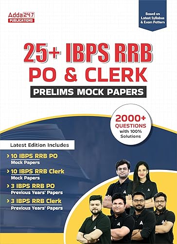 25+ IBPS RRB PO &amp; Clerk Prelims Mock Papers 2024 With 2000+ Questions With Solutions (English Printed Edition) By Adda247
