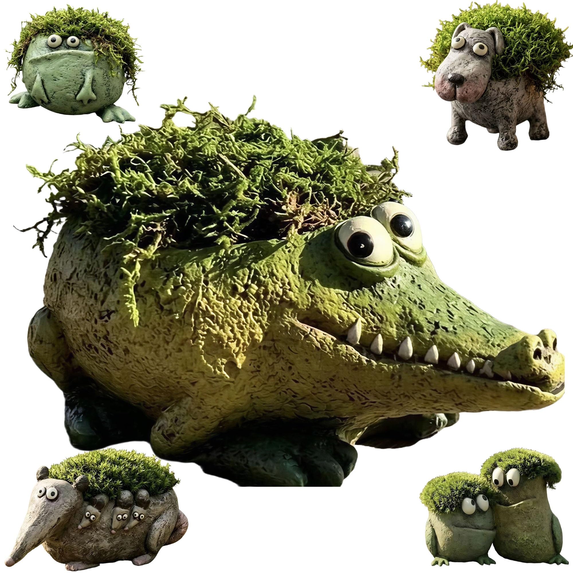 TUKRKRS Crocodile Animal Resin Planter Pot Succulent Moss Mini Plant Home Decor(Crocodile)