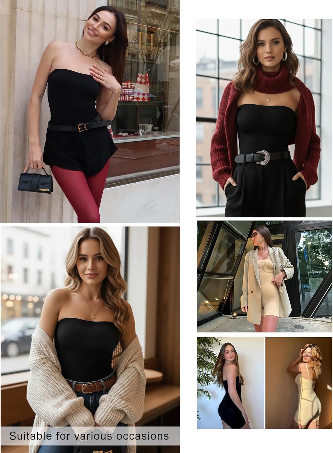 SHAPERX Strapless Shortie Bodysuit for Women Tummy Control Shapewear Seamless Body Shaper with Removable Straps - Image 3