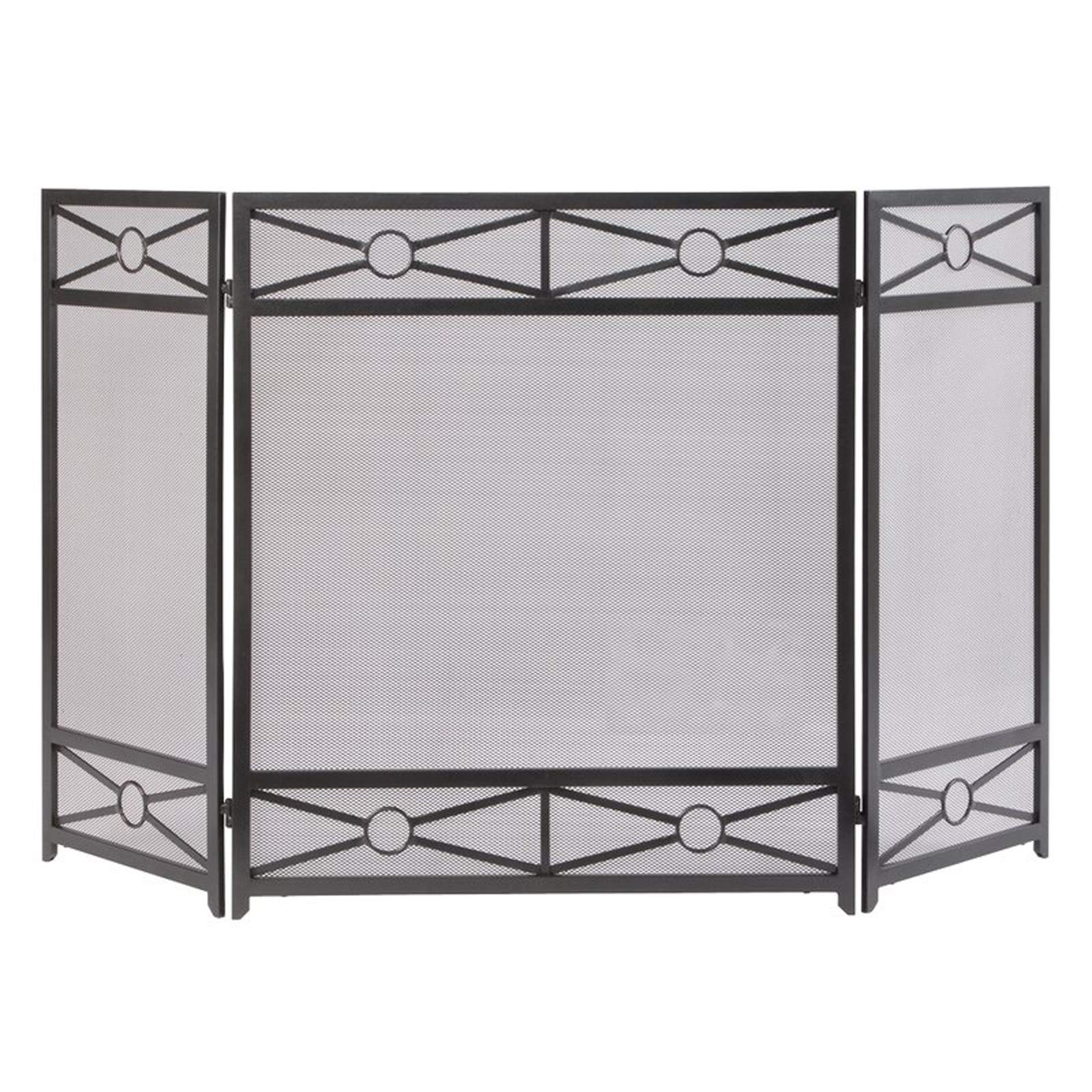 Schermi per Caminetti di Guardia Schermo a 3 pannelli con motivo decorativo Black Iron Schermo camino for camino for camino, 31,5 pollici × 50 pollici Accessori per Caminetti in Rete Decorativa