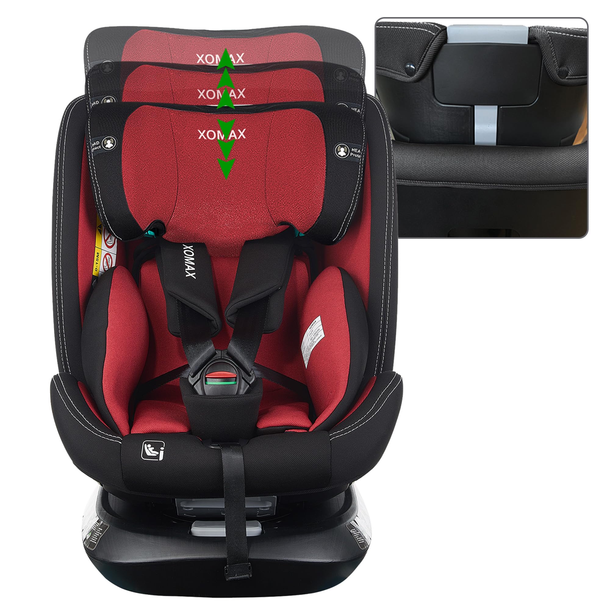 XOMAX G409 IOT Asiento infantil giratorio 360°, ISOFIX I crece, 0 – 36 kg, 0 – 12 años, grupo 0+/1/2/3, arnés de 5 puntos, cinturón de 3 puntos, funda lavable I ECE R129
