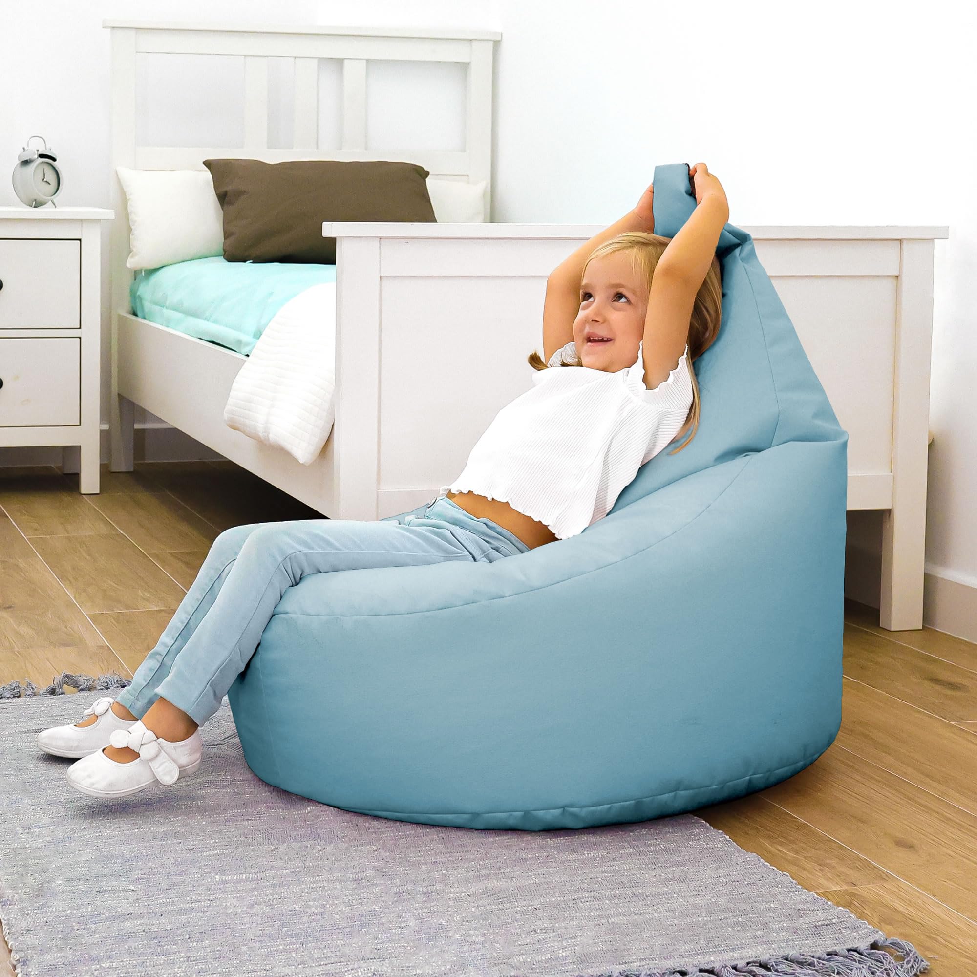 Happers Pouf Enfant Salon ou Chambre Fauteuil Bleu Ciel