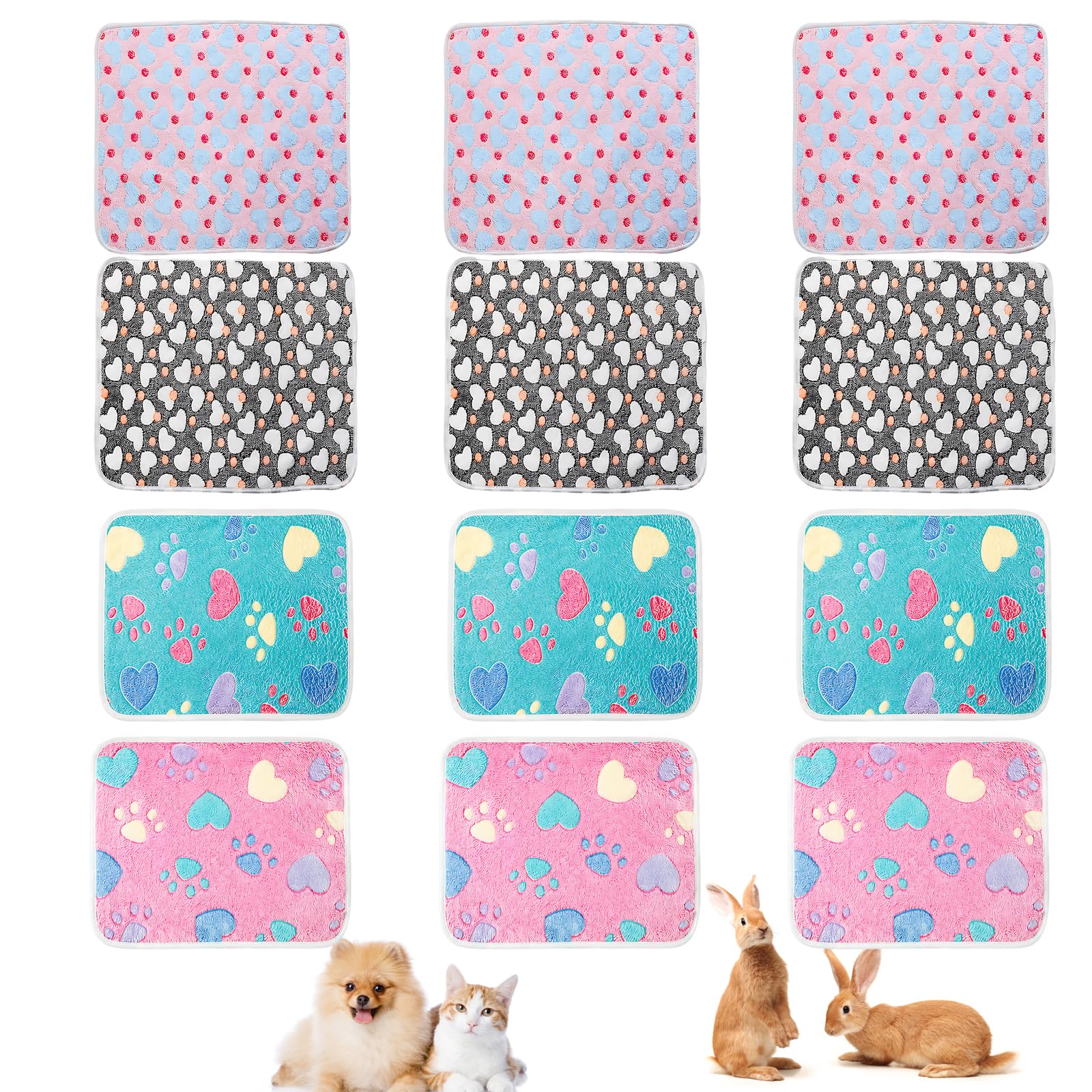 JBLJDWD 12PCS Guinea Pig Cage Liner, Guinea Pig Fleece Cage Liner, Guinea Pigs Pee Pads Soft Reusable for Cage Accessories or Habitat Accessories