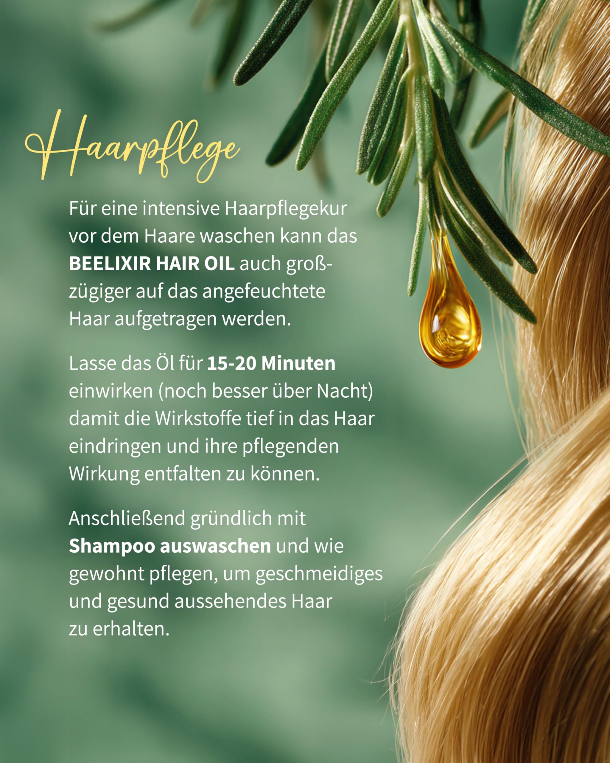 bedrop Beelixir Haaröl bei Haarausfall - Für Haarwachstum & als stärkende Pflege für Haare und Kopfhaut | mit Manuka Honig, Propolis, Rosmarin Extrakt - 30ml