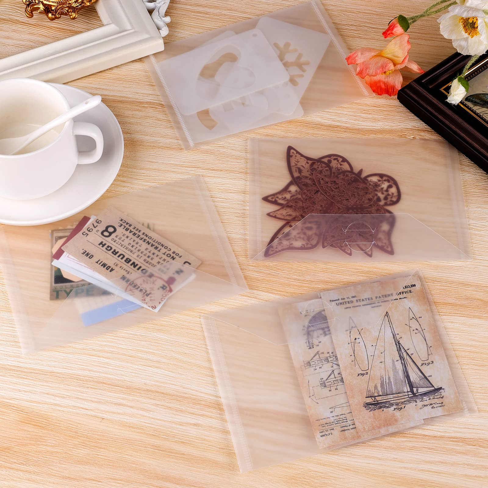 10 sacchetti di plastica trasparente per timbri e matrici di grandi dimensioni, ideali per album di ritagli, stencil e album di carta e timbri per fai da te, scrapbooking, carta, artigianato