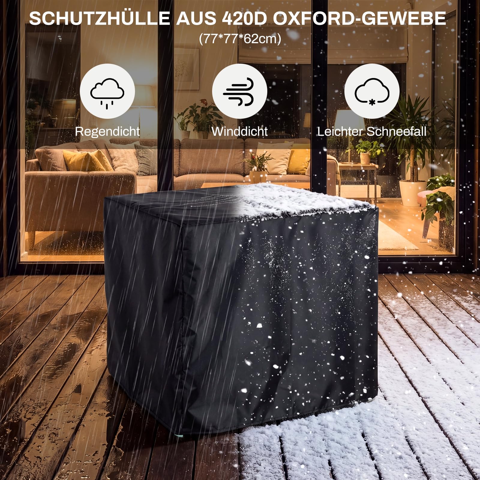 TLGREEN 30" Gas Feuerstelle Outdoor, Feuertisch mit wasserfester Schutzhülle &Lavasteinen, 76*76*64 cm, 14.5 kW, Gasfeuerstelle Garten, Balkon, Gas feuerschale, Gas Gartentisch, Gaskamin, 4PCS Füße