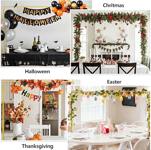 Miniatura 7 de Soporte para barra de mesa con abrazaderas ajustables de 47 a 98 pulgadas de largo de 30 a 43 pulgadas de alto, soporte de arco de mesa dorado para