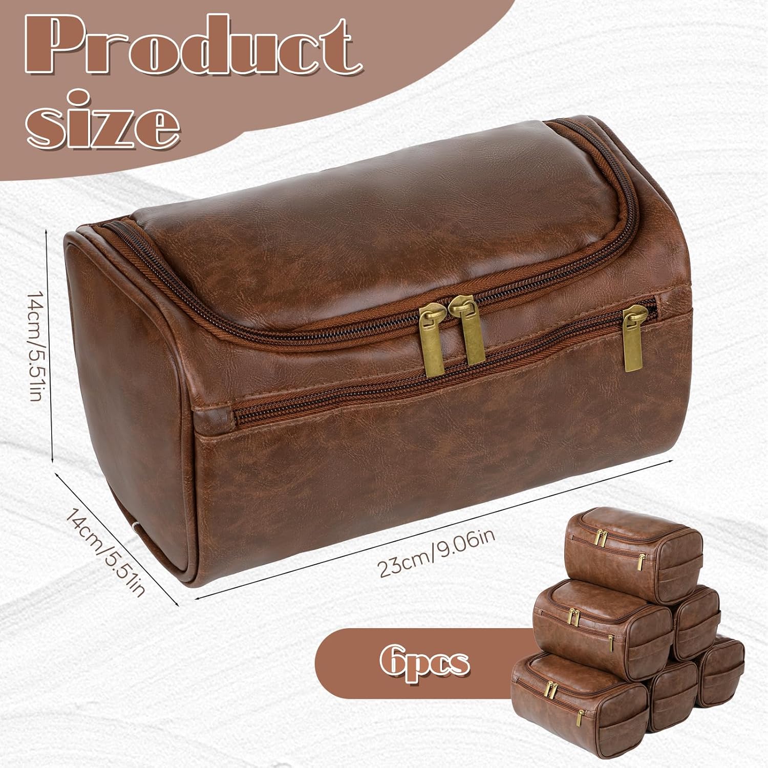 6 Pcs Mens Toiletry Bag Groomsmen Gift, Personalized Leather Toiletry Bags, Dark Brown Leather Travel Bag for Him, Shaving Kit, Groomsmen, Best Man, Wedding Gifts, Husband Boyfriend Father Grandpa