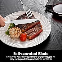 Vista 7 de KINGSTONE Juego de cubiertos de 48 piezas con cuchillos para carne, juego de cubiertos para 8, juego de cubiertos de acero inoxidable para mesa