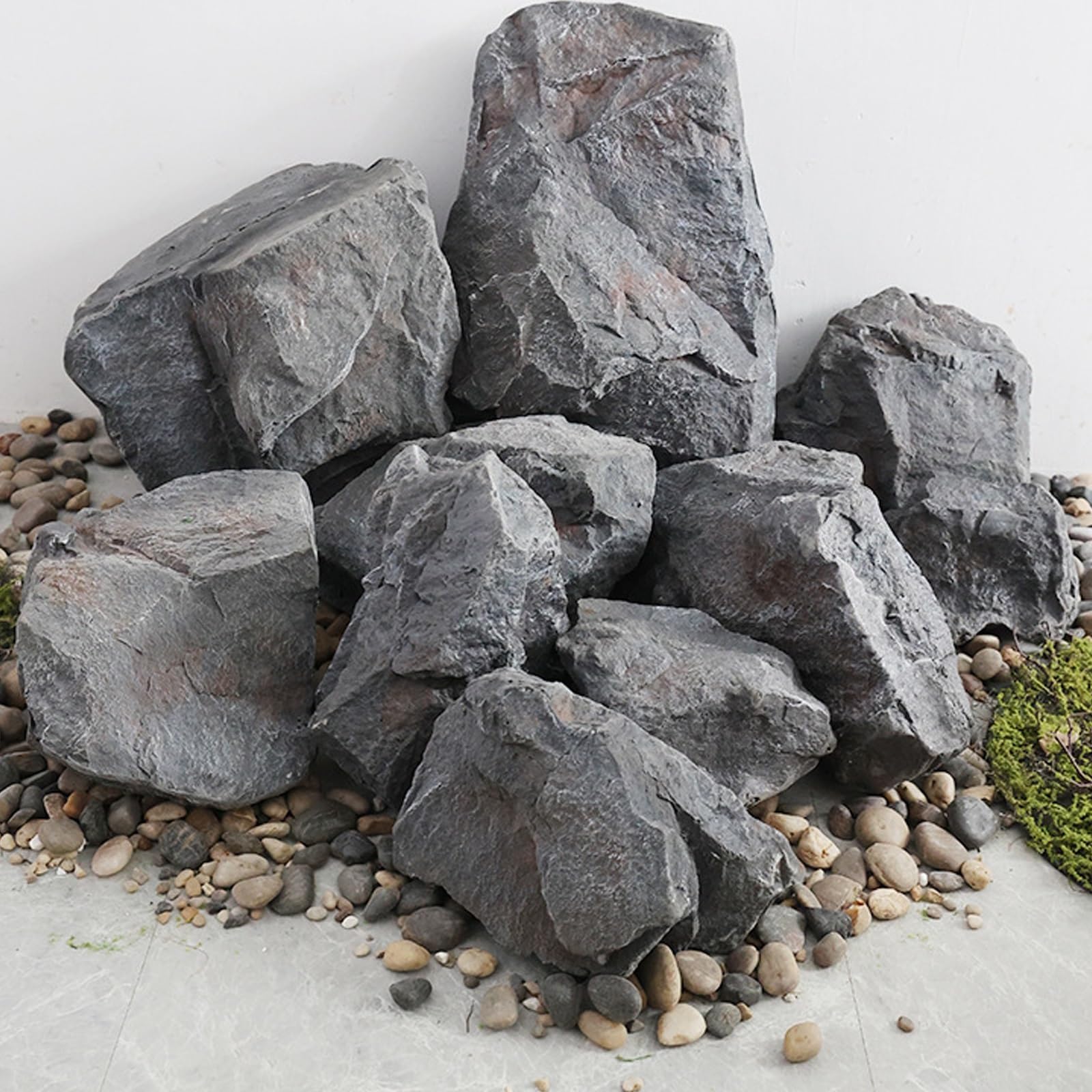 Lekka dekoracja ze sztucznej skały do ogrodu, na podwórko i do użytku wewnątrz - naturalna sztuczna skała (34 x 31 x 33 cm) - idealna do kształtowania krajobrazu, rynków i rzek