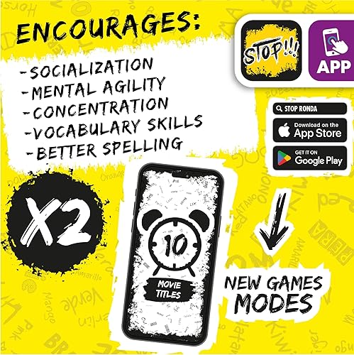 Miniatura 6 de RONDA Juego de mesa Stop para familiares y amigos, incluye carpetas de tablero de juegos, lápices, bloc de notas, categoría, tarjetas, juego de