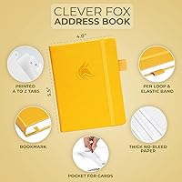Vista 2 de Clever Fox - Libreta de direcciones con pestañas alfabéticas - Libro de teléfono y direcciones de cuero PU para guardar contactos de forma segura