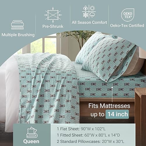 Vista 297 de True North by Sleep Philosophy - Juego de ropa de cama acogedora de franela 100% algodón, estampado de animales y estrellas, lindo, ultrasuave