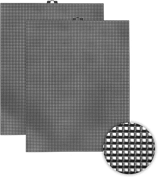 2 PCS 7 Count Plastic Mesh Canvas, 10.5 X 13.5 Inch Embroidery Knit Crochet Eye Mesh, for Embroidery, Acrylic Yarn Crafting, and Make Dividers Black