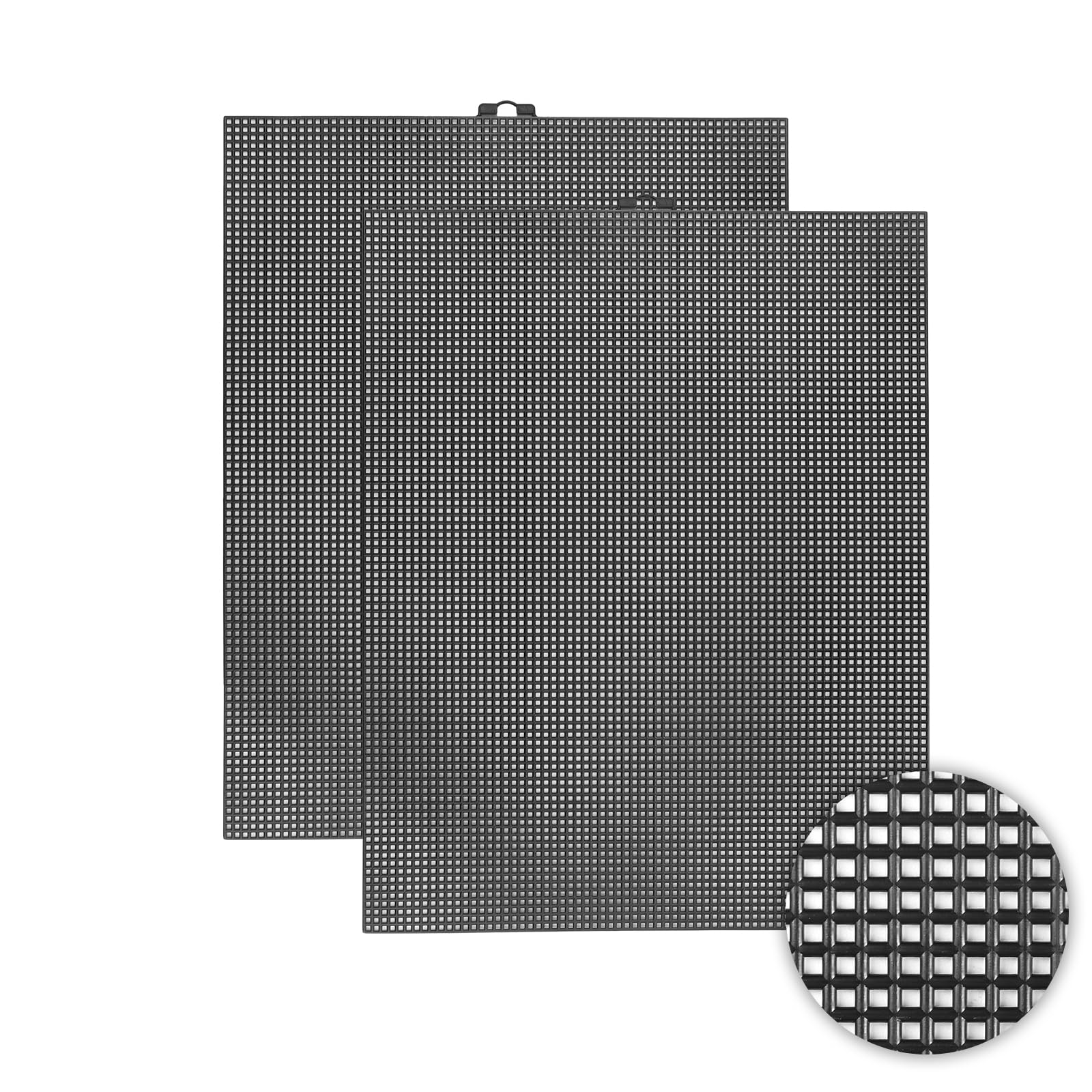 2 PCS 7 Count Plastic Mesh Canvas, 10.5 X 13.5 Inch Embroidery Knit Crochet Eye Mesh, for Embroidery, Acrylic Yarn Crafting, and Make Dividers (Black)