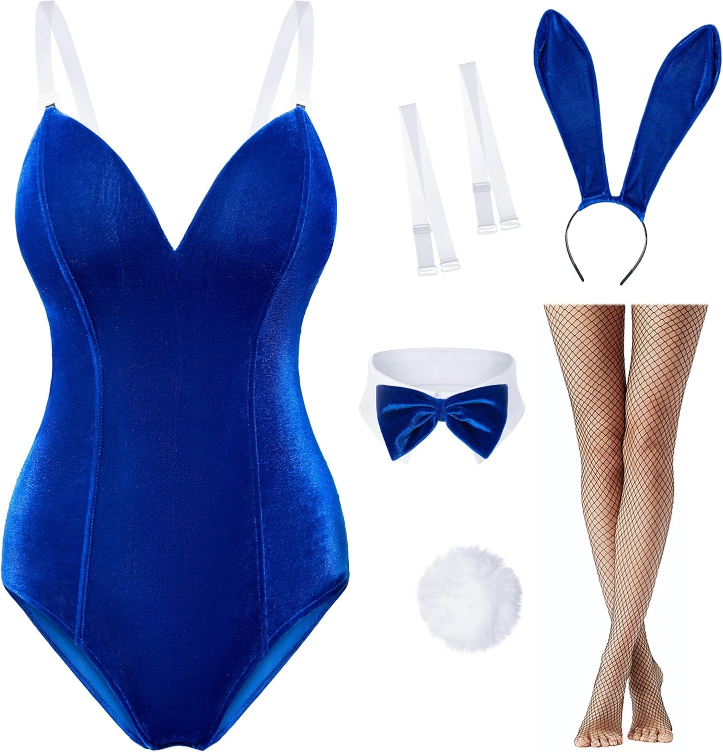 Women Velvet Bunny Costume Bunny Girl Suit Costume Senpai Cosplay One Piece Bodysuit Stockings Set