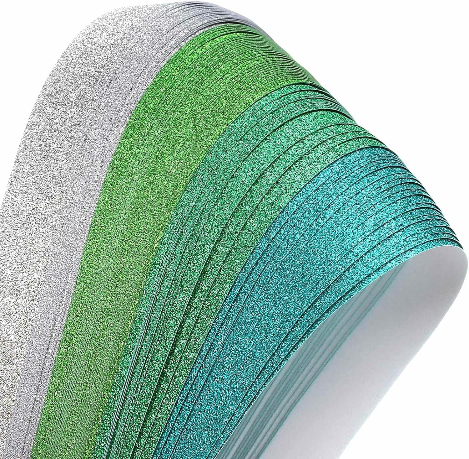 MECCANIXITY 200 Sheets Origami Paper Glitter Stars Papers Light Green,Green,Silver Fold Paper for Beginner Arts Crafts Projects,0.4 x 8.7 Inch image 3
