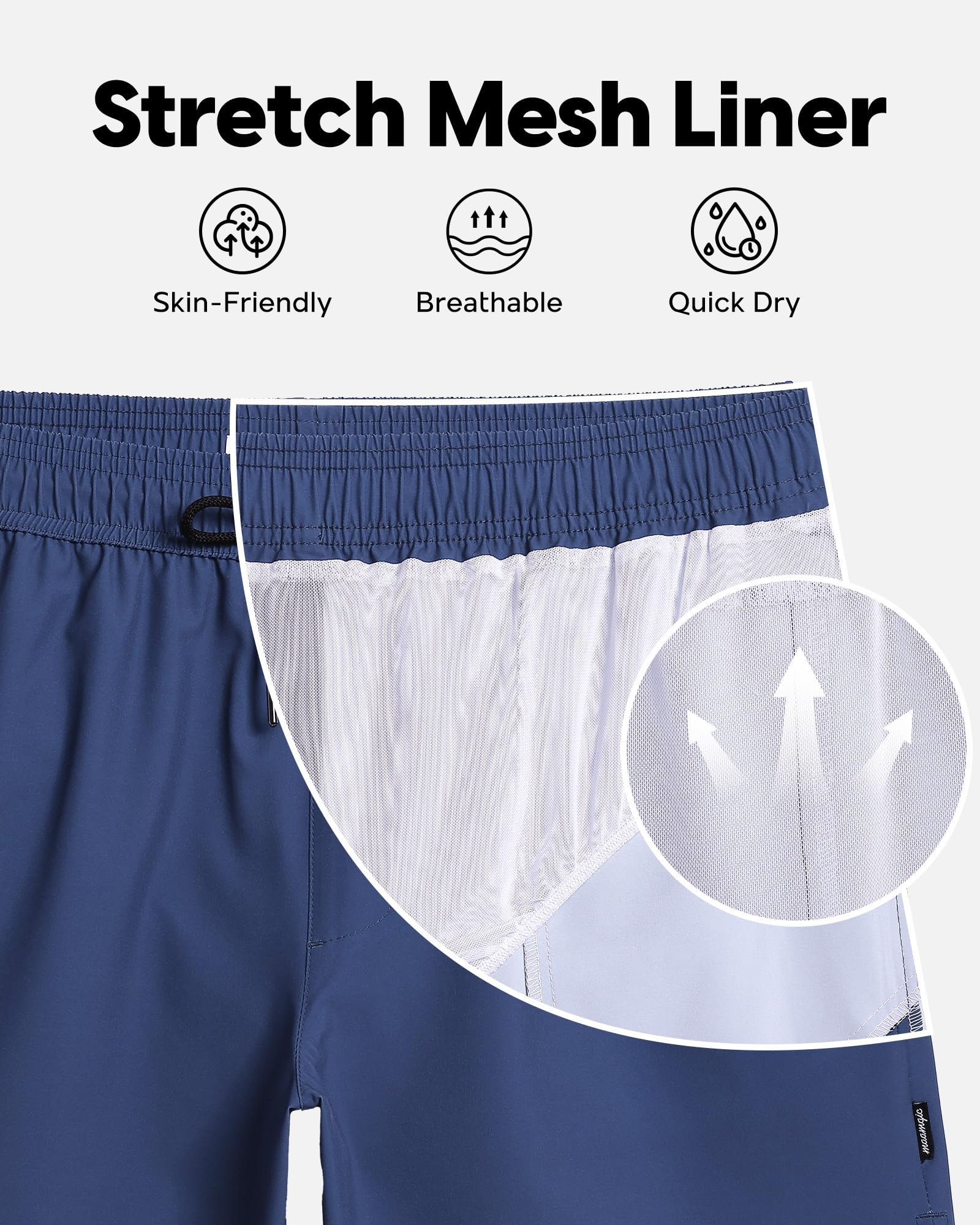 maamgic Costume da bagno da uomo da 12,7 cm, ad asciugatura rapida, pantaloncini da spiaggia elasticizzati, con fodera in rete e tasche con cerniera