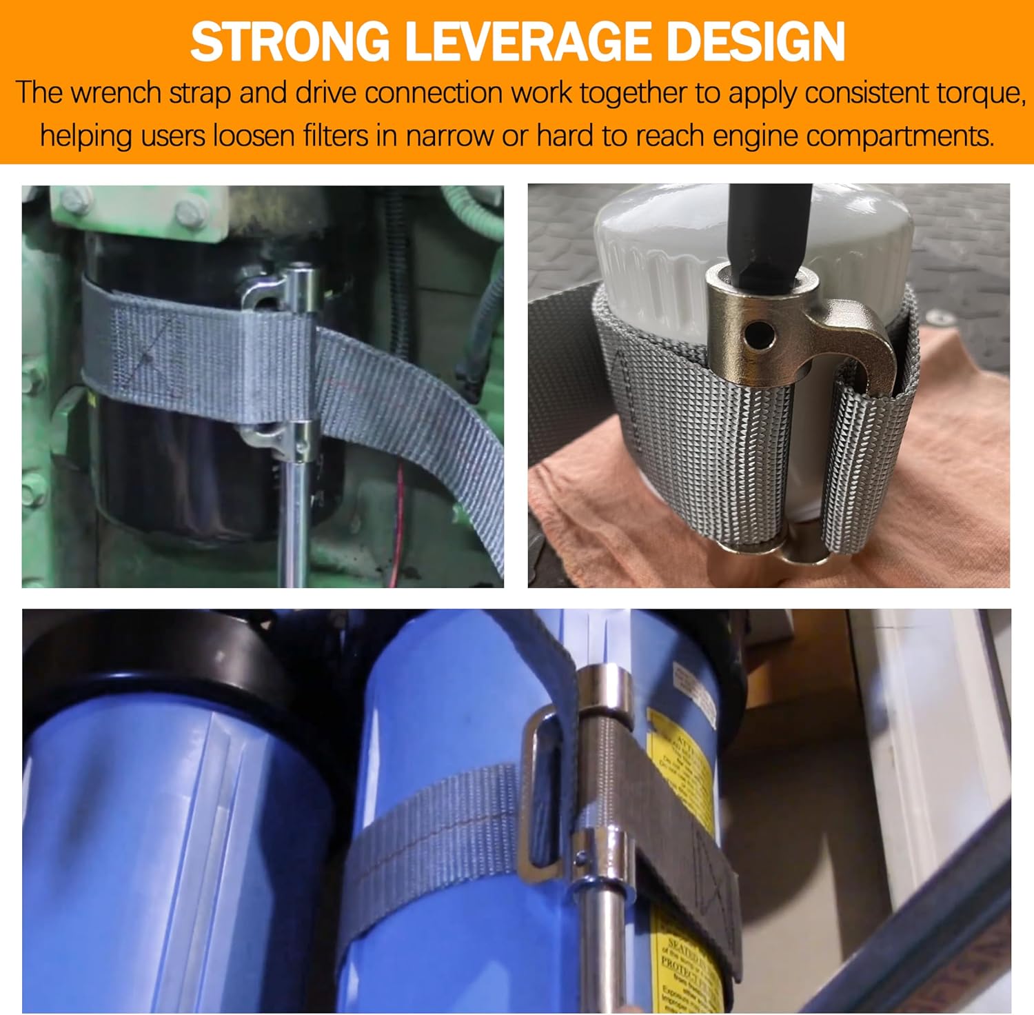Heavy Duty Oil Strap Filter Wrench,for Lisl 60200 Filter Removal Tool Fits Auto & Water Filters