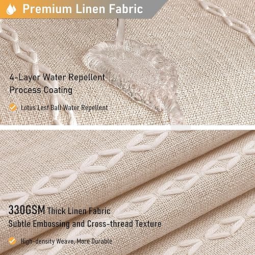 Miniatura 4 de BTTN Juego de cortina de tela de lino para ducha, extralarga, 72 x 96 in, para baño, bohemio, a rayas, chic, resistente, ganchos, alto, de lujo, con