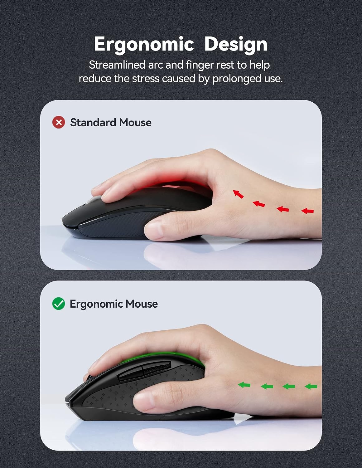 TechRise Wireless Mouse for Laptop, Computer Mouse with 4800 DPI, 30 Months Battery Life, Cordless Mouse Compatible with Android/Windows/Linux, USB Mouse for Laptop PC Desktop