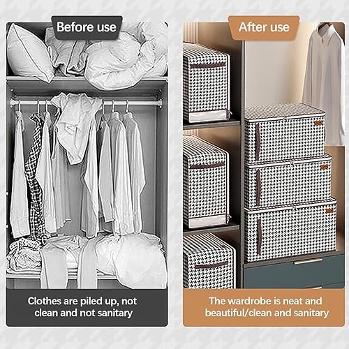 Miniatura 3 de Toonshare Bolsas de almacenamiento de pata de gallo con cremallera plegable de tela para armario, para edredones, mantas, ropa de cama,