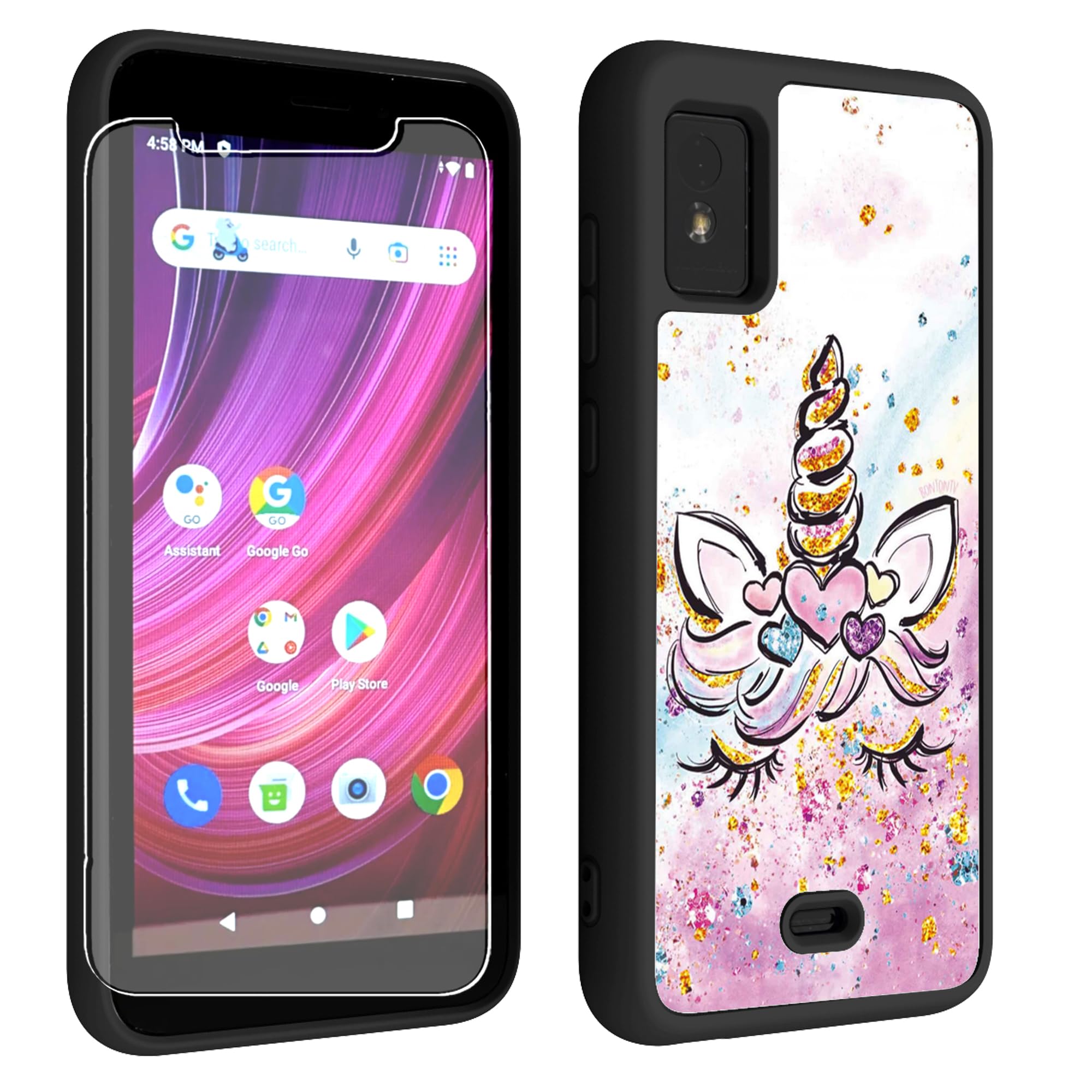 Blu Studio Mini 2023 Case Compatible with Blu Studio Mini 2023 Phone Case Cover [ Seismic and Anti Fall ] [2 Sheets Tempered Glass Screen Protector][Luminous Effect] JSF-JJS