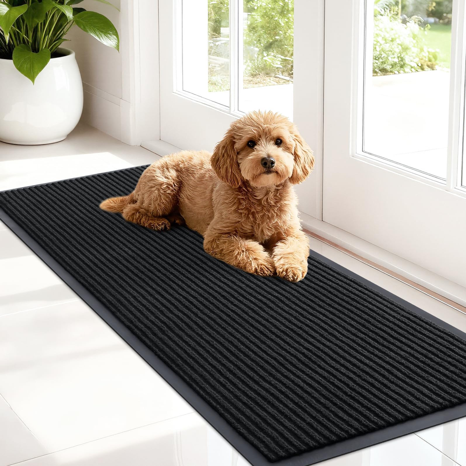 OLANLY Front Door Mat Indoor Outdoor Entrance, Waterproof Heavy Duty Doormat, Fade Resistant, Low Profile, Easy Clean Patio Porch Welcome Floor Mats for Entry, 29.5x17, Beige — view 130