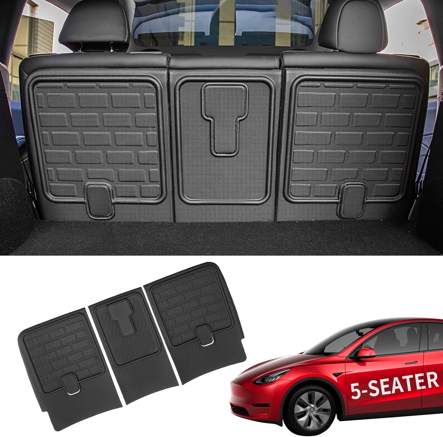 Kingna 3D Trunk Mats Fit Tesla Model Y 2020 2021 2022 Storage Mat TPR Liner Rear
