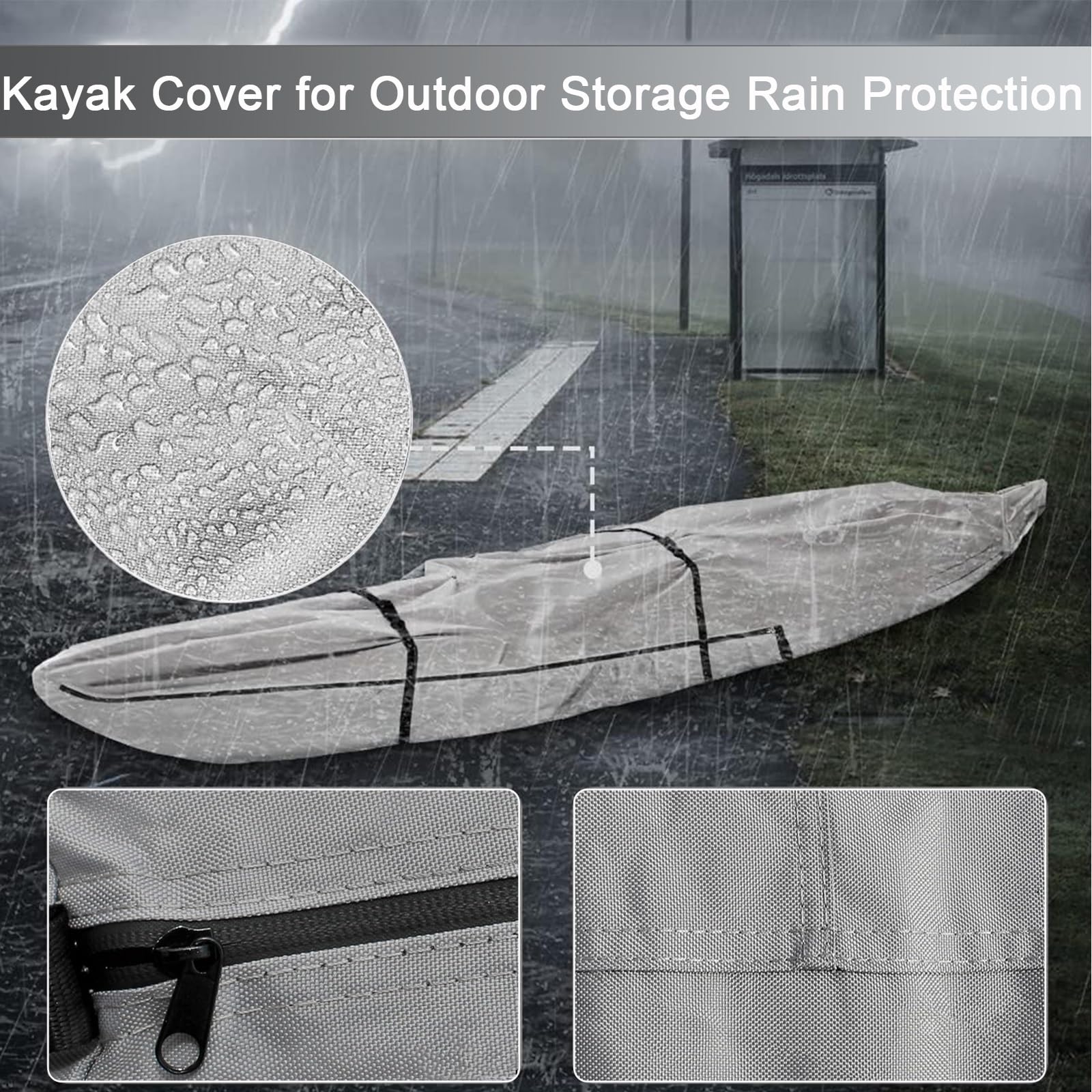 Kanu Abdeckung Kajak Abdeckung 5.5m-3.1m,Kajak Abdeckplane Kajak Persenning Wasserfest uv-beständige und Staubabweisend Bootsplane Kajak Kanu Abdeckplanekanu(Gray,18ft)