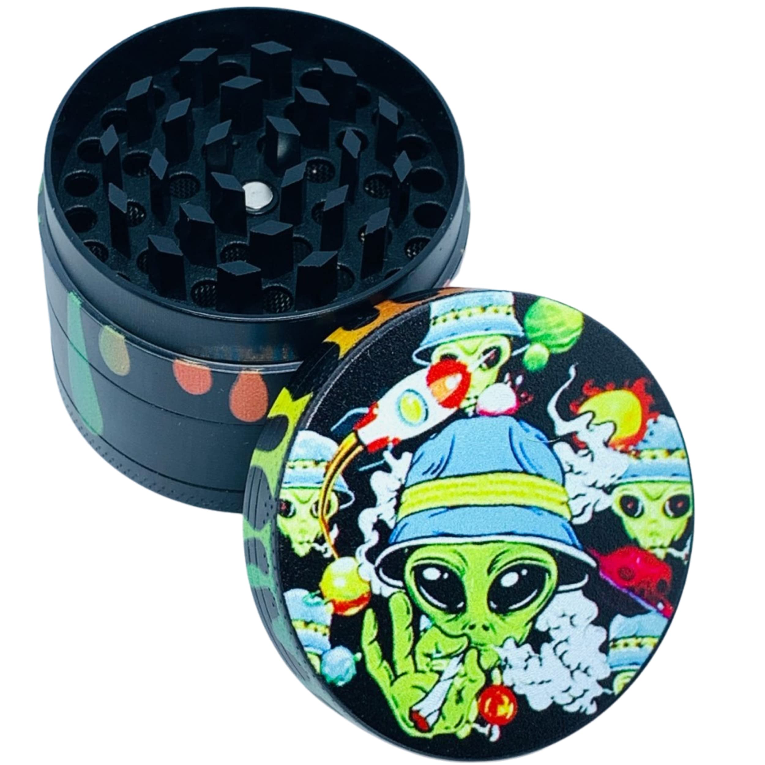 Grinder 4 Parties 50mm Arbre De Vie - Moulin à Herbes Zinc Noir Avec Spatule