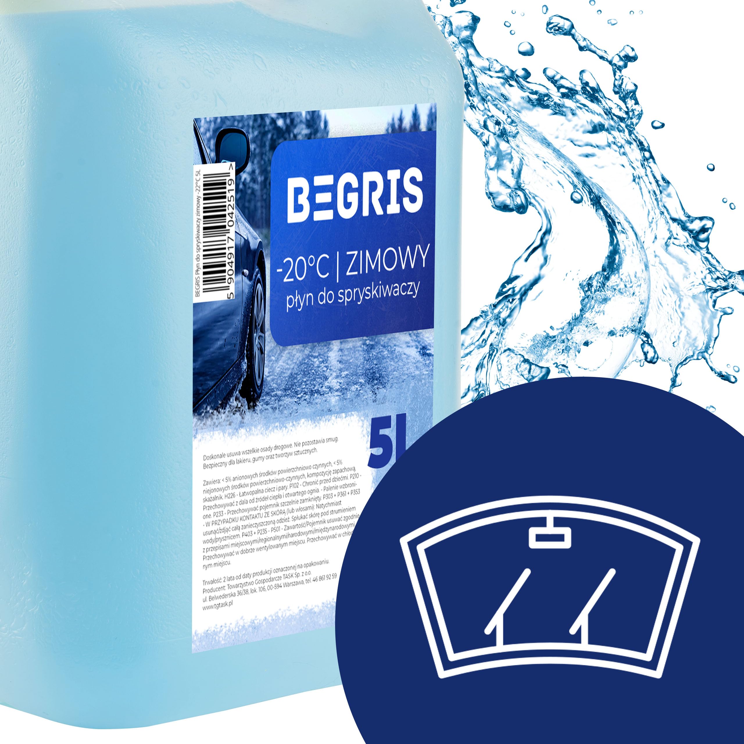 Winter Scheibenwaschflüssigkeit 4x5L -20 Grad, Hochwertiger Scheibenwischwasser Fruchtduft, Scheibenwischerflüssigkeit Verleiht Glanz, Entfernt Schmutz Ethanol