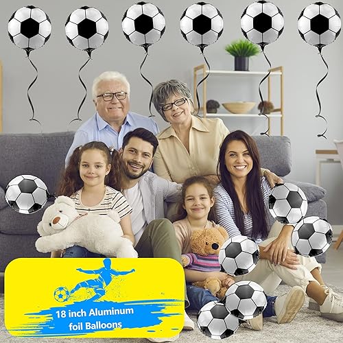 Miniatura 6 de Paquete de 30 globos de fútbol de 18 pulgadas, globos de papel de aluminio, globos de bola de fútbol, globos de helio para fútbol, fiesta temática
