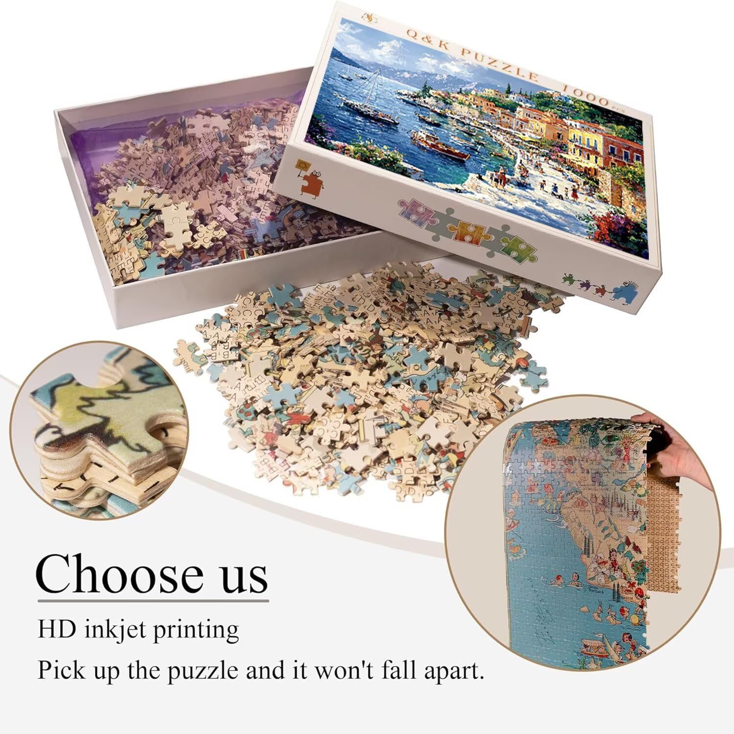 Puzzle in Legno per Adulti 1500 Pezzi | Vista sul porto| Giocattoli Educativi | Puzzle Adulti E Famiglie Decor | Dimensione Di 87x57cm | Regalo Adultis | Regali Natale (Formato: 34.8x22.8in) o-242