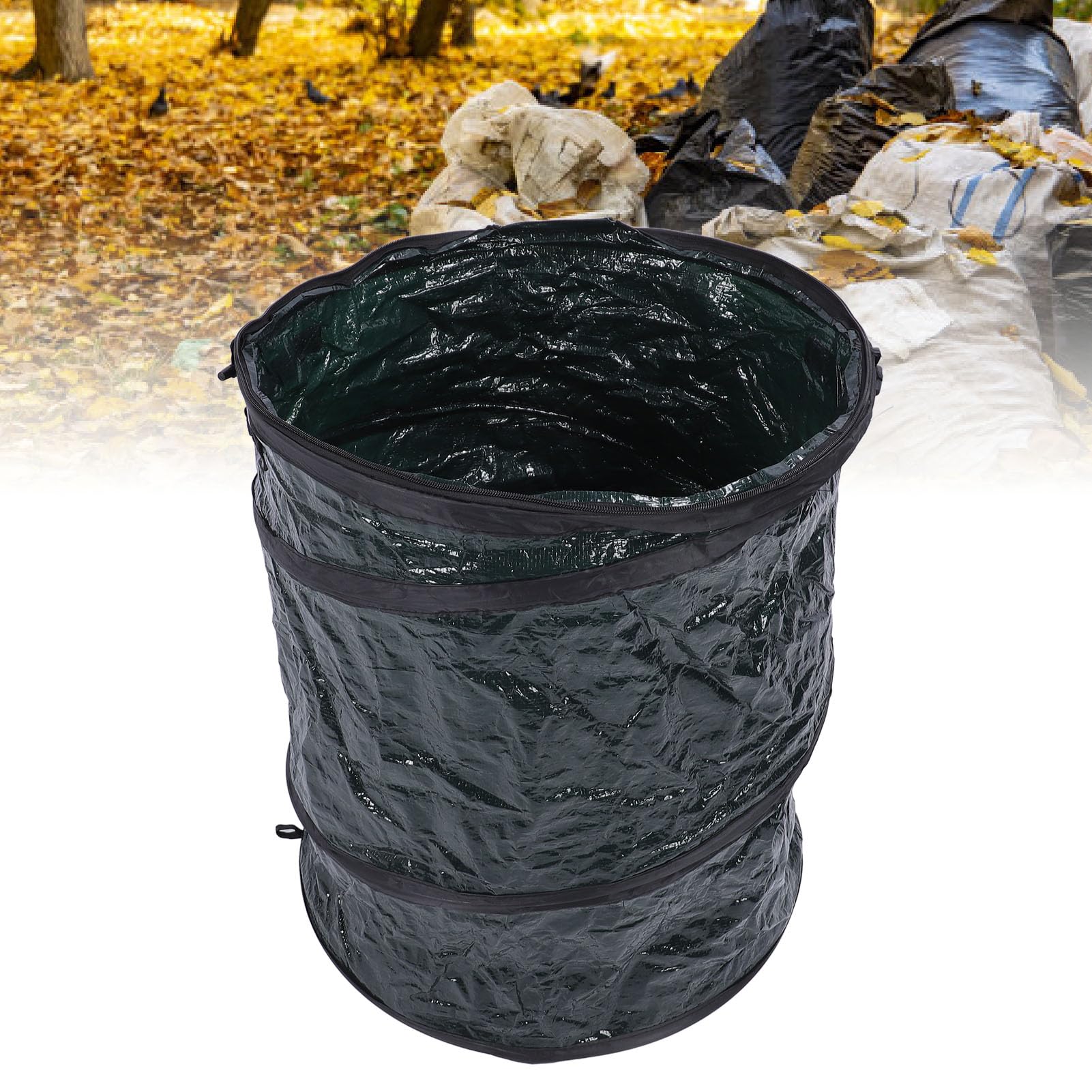 HEEPDD Cestino Colpiscibile, 18,9 X 22in Riutilizzabile per il Cortile da Esterno Sacca Pieghevole Campeggio di Riciclaggio del Bidone del Cestino da Giardino con Coperchio per il