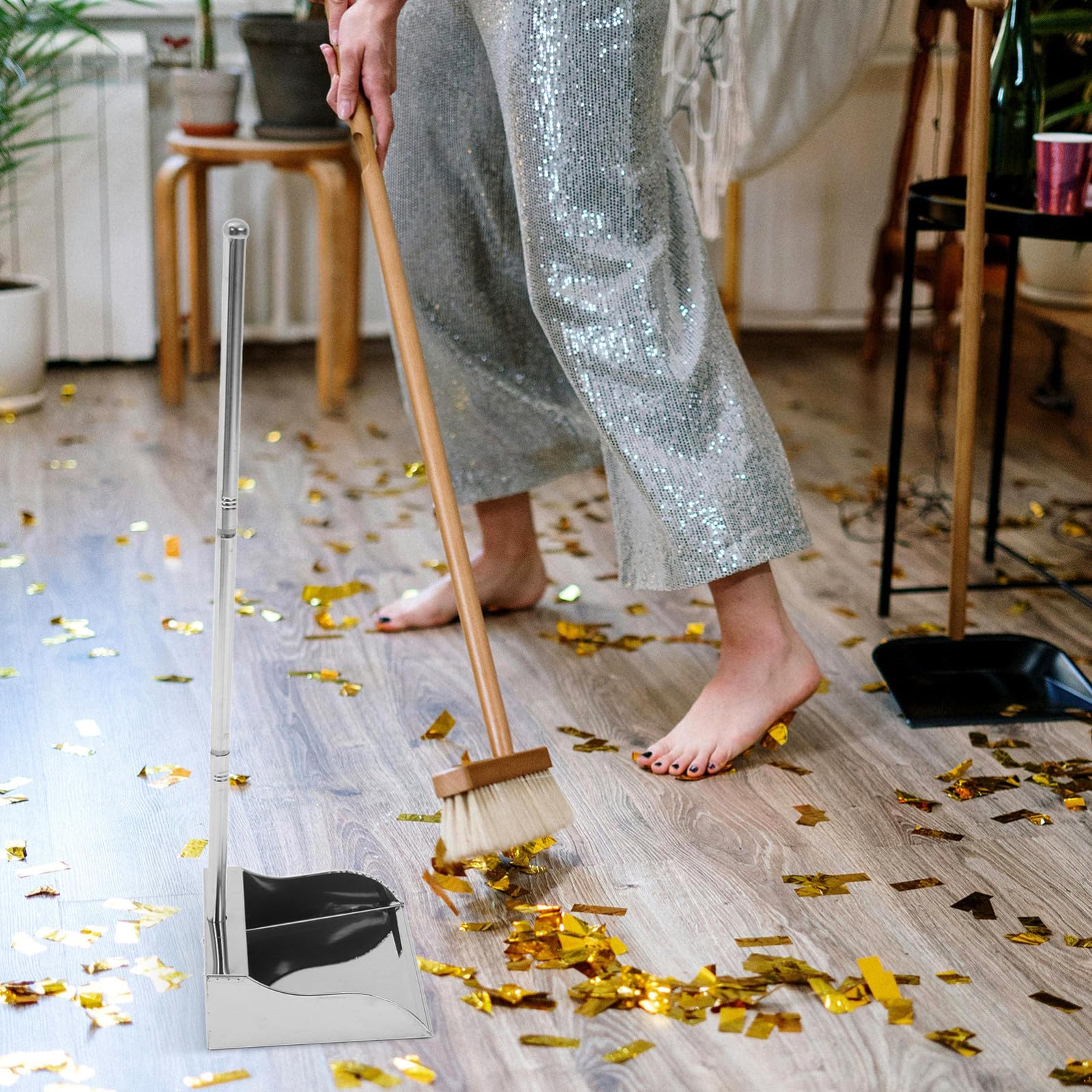 PACKOVE Paletta per Rifiuti in Acciaio Inox 304 con Manico Ergonomico, Antiruggine e Resistente alla Corrosione, Paletta per Casa e Esterni, per Pulizia in Cucina, Giardino e Garage