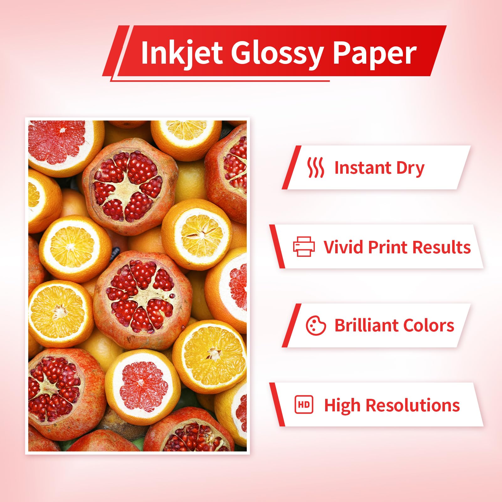 Błyszczący cienki papier do drukarki atramentowej, 115 g/m², 13,6 kg, 220 arkuszy, 20 x 28 cm, do torby na chipy DIY i ulotki do drukowania, kompatybilna drukarka atramentowa i atrament barwnikowy