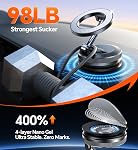Coolpow for Magsafe Car Mount Vacuum Magnetic Phone Holder for Car【Extremely Stable】 Suction Cup Phone Mount for Shower Mirror Window Vehicle Mount for iPhone17 16 15 14 13 GPS Navigation Dark Black