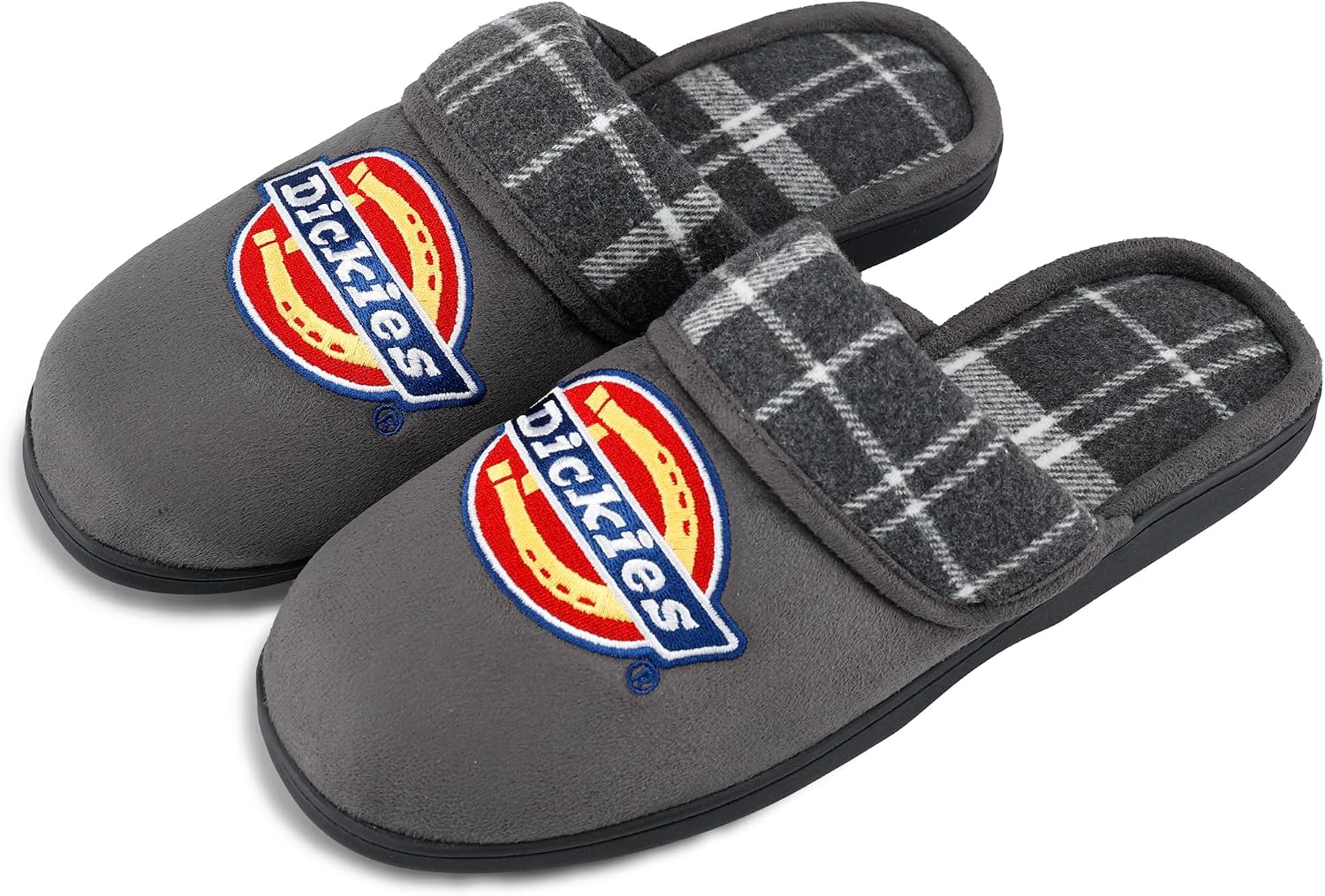 Dickies Men's Slide-on Memory Foam Scuff Slipper With Embroidered Logo - Indoor/Outdoor Sole